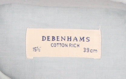 Debenhams Men’s Blue 15.5 Cotton Rich Button-Down Long Sleeve Shirt