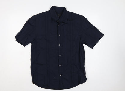 Next Men’s Navy Blue M Cotton Short Sleeve Button-Up Shirt Pocket