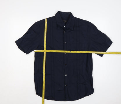 Next Men’s Navy Blue M Cotton Short Sleeve Button-Up Shirt Pocket