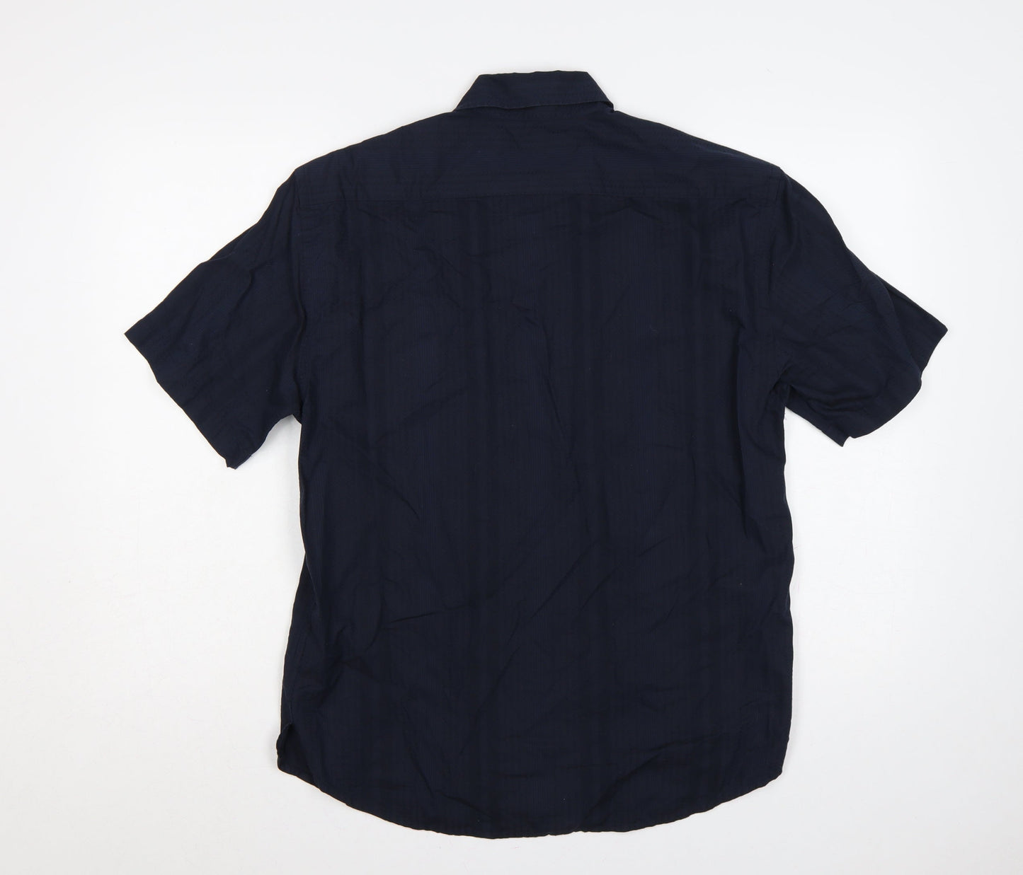 Next Men’s Navy Blue M Cotton Short Sleeve Button-Up Shirt Pocket