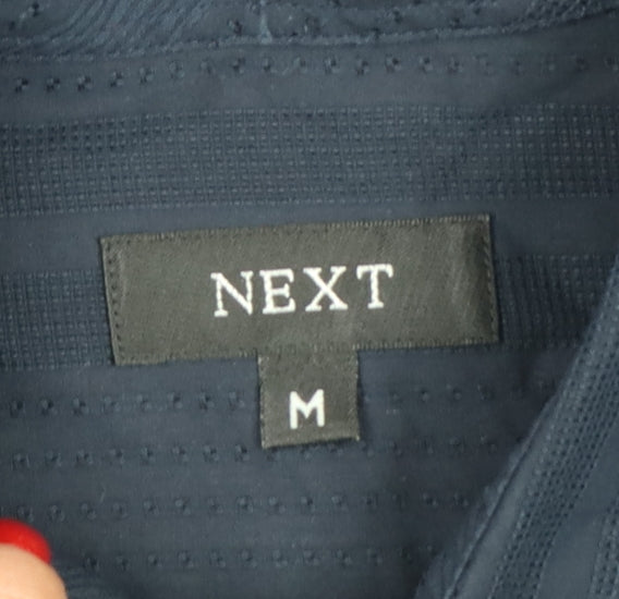 Next Men’s Navy Blue M Cotton Short Sleeve Button-Up Shirt Pocket
