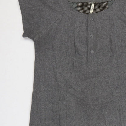Cape Jams Women Grey L Shift Dress Short Sleeve Pockets