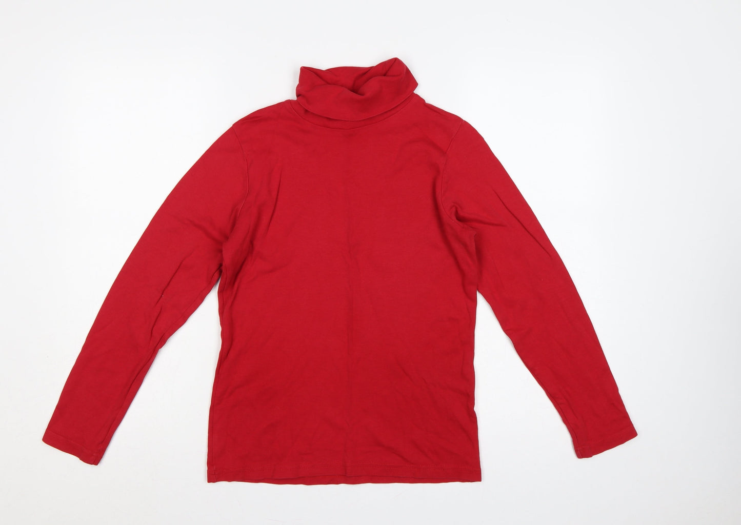 Lewmi Teens Red S Basic Cotton Roll Neck Long Sleeve T-Shirt