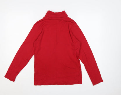 Lewmi Teens Red S Basic Cotton Roll Neck Long Sleeve T-Shirt