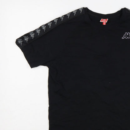 Kappa Mens Black Large Logo Tape Crew Neck Short Sleeve T-Shirt