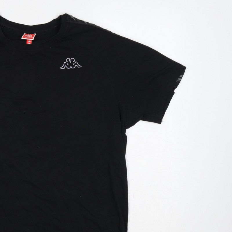 Kappa Mens Black Large Logo Tape Crew Neck Short Sleeve T-Shirt