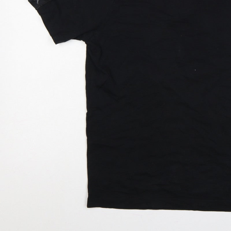 Kappa Mens Black Large Logo Tape Crew Neck Short Sleeve T-Shirt