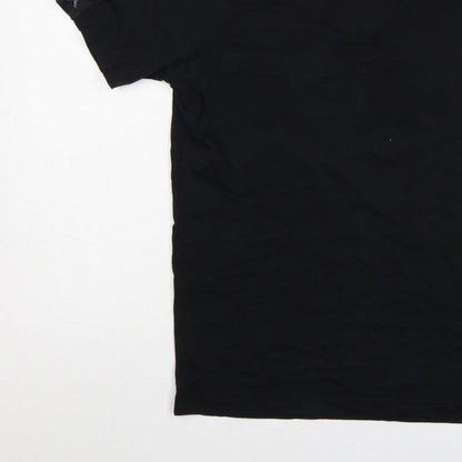 Kappa Mens Black Large Logo Tape Crew Neck Short Sleeve T-Shirt