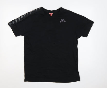 Kappa Mens Black Large Logo Tape Crew Neck Short Sleeve T-Shirt