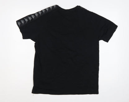 Kappa Mens Black Large Logo Tape Crew Neck Short Sleeve T-Shirt