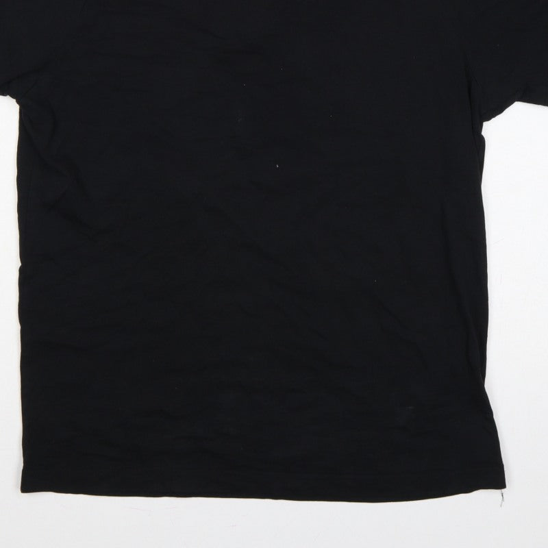 Kappa Mens Black Large Logo Tape Crew Neck Short Sleeve T-Shirt
