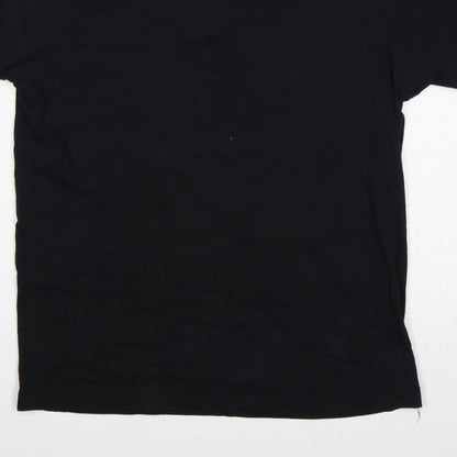 Kappa Mens Black Large Logo Tape Crew Neck Short Sleeve T-Shirt