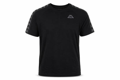 Kappa Mens Black Large Logo Tape Crew Neck Short Sleeve T-Shirt