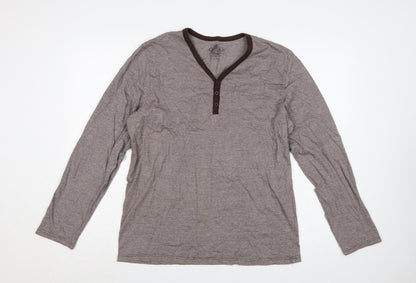 Burton Men’s Grey Striped Long Sleeve Henley T-Shirt Size L