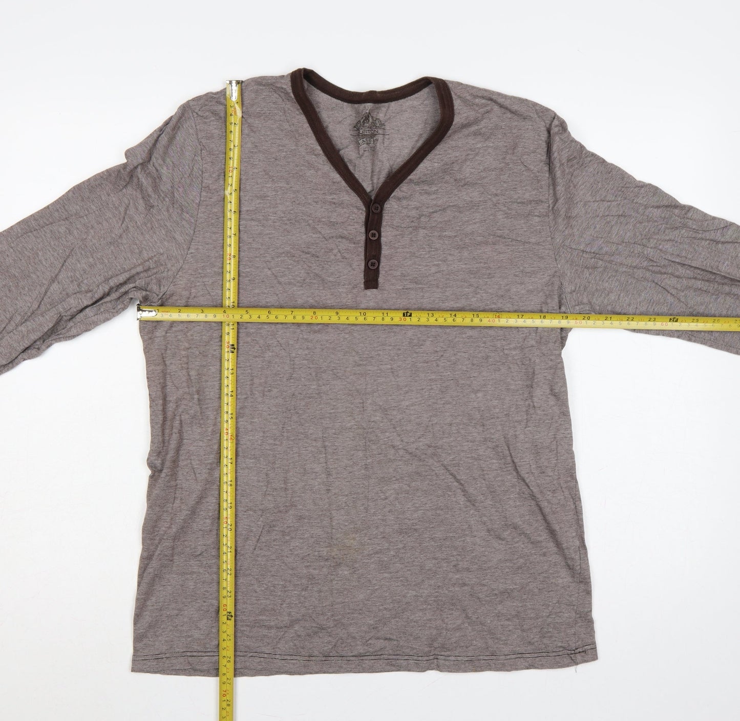 Burton Men’s Grey Striped Long Sleeve Henley T-Shirt Size L