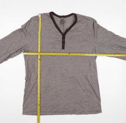 Burton Men’s Grey Striped Long Sleeve Henley T-Shirt Size L
