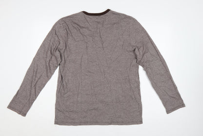 Burton Men’s Grey Striped Long Sleeve Henley T-Shirt Size L