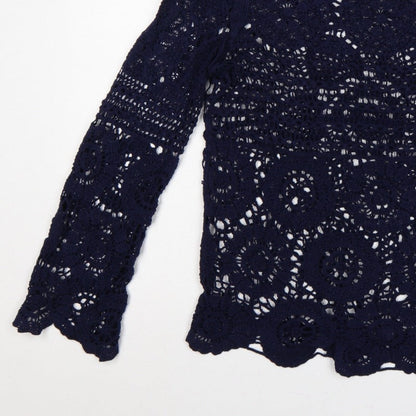 Joe Browns Women Blue UK 8 Crochet Tunic Scoop Neck Long Sleeve Boho Top