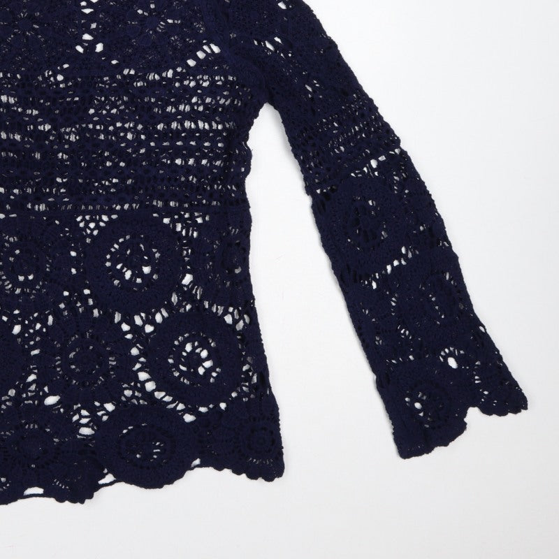 Joe Browns Women Blue UK 8 Crochet Tunic Scoop Neck Long Sleeve Boho Top