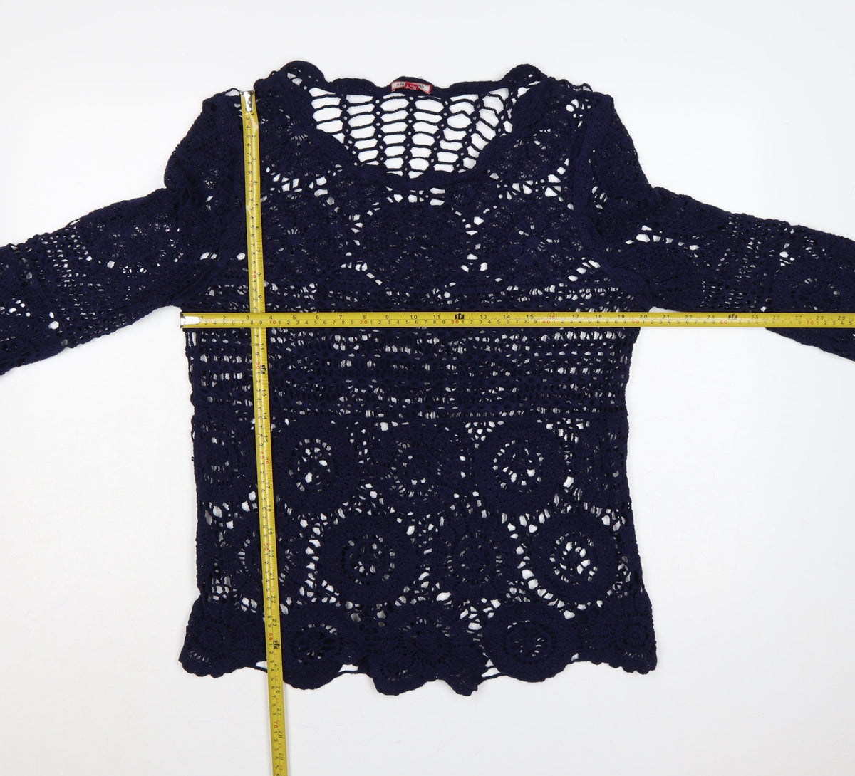 Joe Browns Women Blue UK 8 Crochet Tunic Scoop Neck Long Sleeve Boho Top
