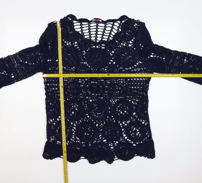 Joe Browns Women Blue UK 8 Crochet Tunic Scoop Neck Long Sleeve Boho Top