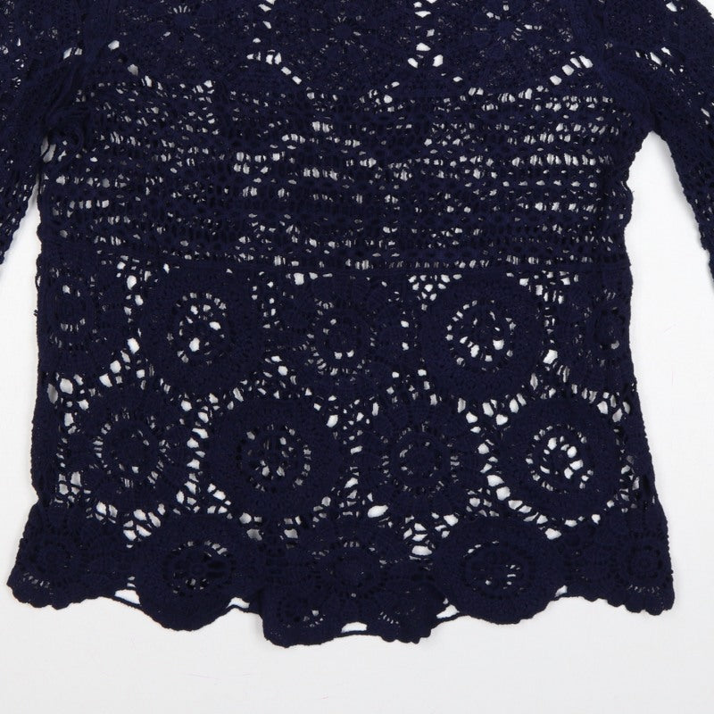 Joe Browns Women Blue UK 8 Crochet Tunic Scoop Neck Long Sleeve Boho Top