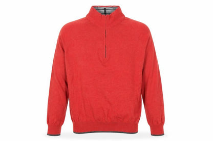 Marks & Spencer Men’s Red Cotton Cashmere Small 1/2 Zip High Neck Jumper
