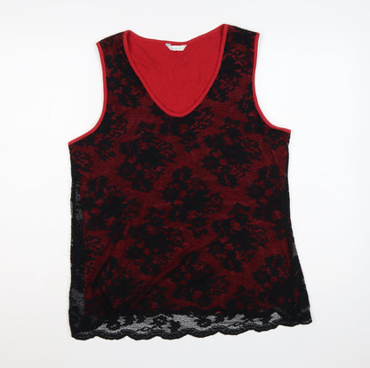 Berkertex Women Red Black Floral Lace Camisole Tank Top UK 18