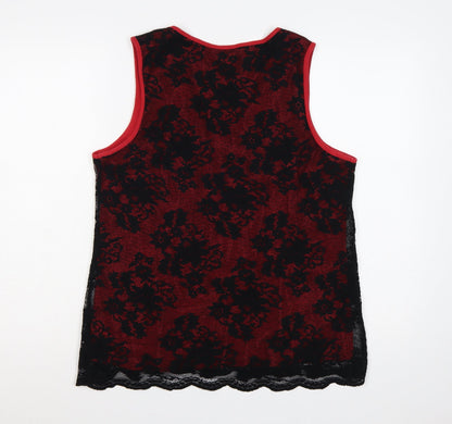 Berkertex Women Red Black Floral Lace Camisole Tank Top UK 18