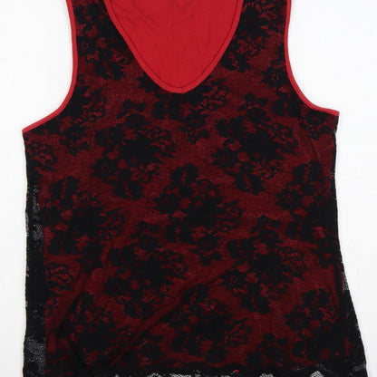 Berkertex Women Red Black Floral Lace Camisole Tank Top UK 18