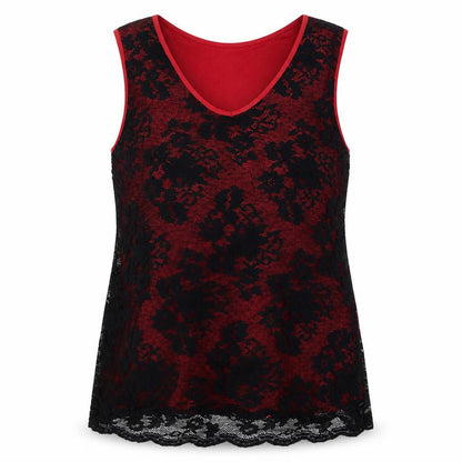 Berkertex Women Red Black Floral Lace Camisole Tank Top UK 18