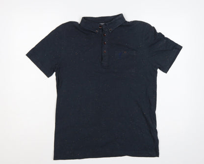 Liverpool FC Men’s Black M Button-Down Speckled Cotton Blend Polo Shirt