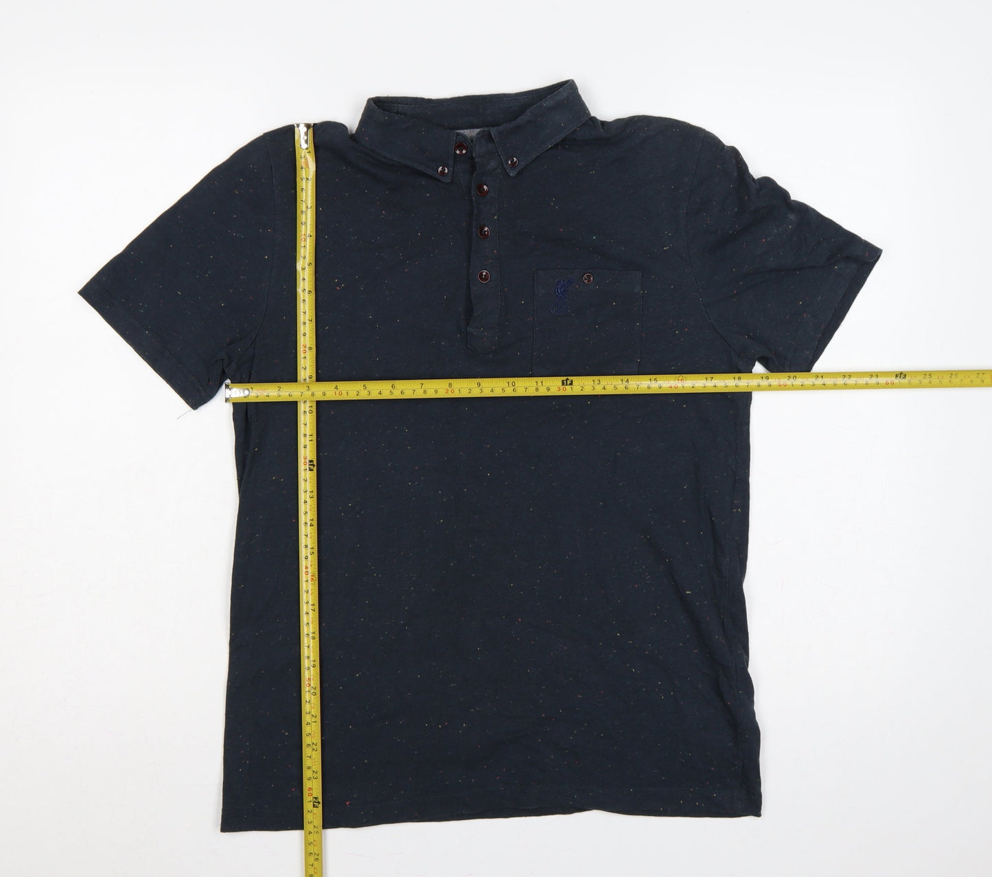 Liverpool FC Men’s Black M Button-Down Speckled Cotton Blend Polo Shirt