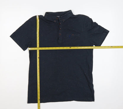 Liverpool FC Men’s Black M Button-Down Speckled Cotton Blend Polo Shirt