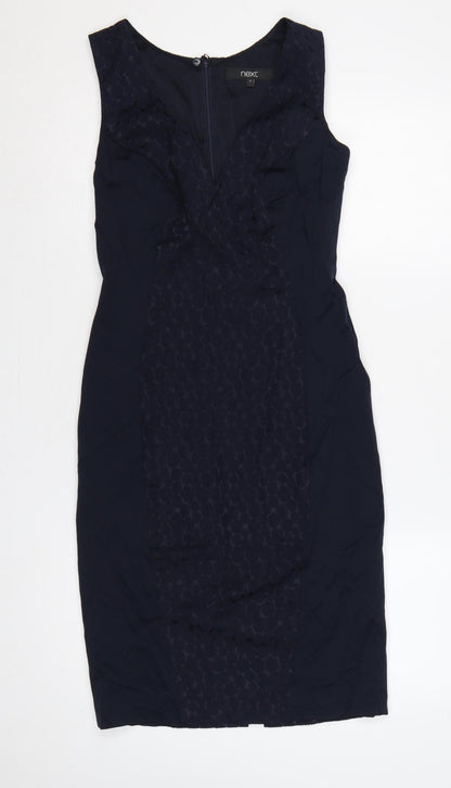Next Women Blue UK 8 Sleeveless Pencil Dress Lace Panel