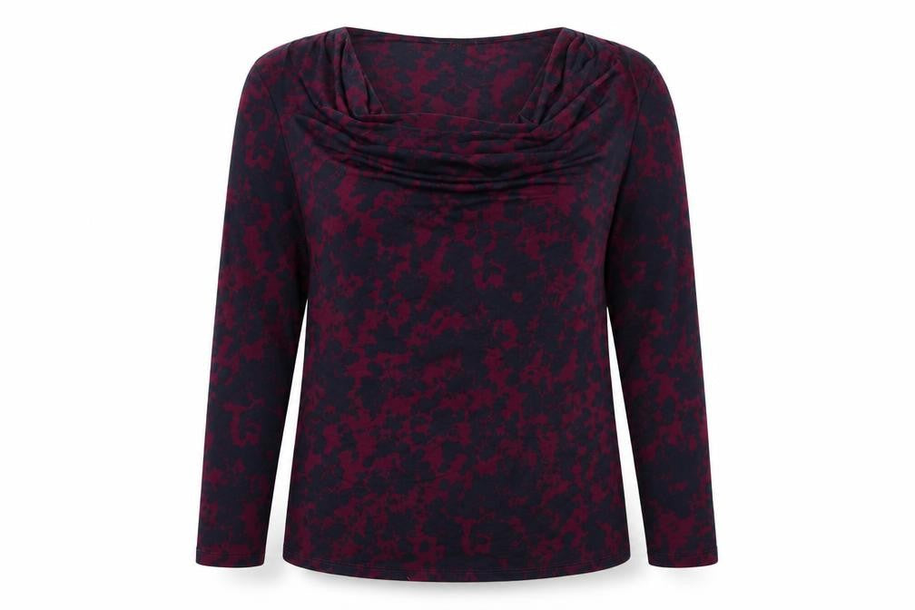 Austin Reed Women Multicoloured UK 12 Floral Cowl Neck Jersey Blouse