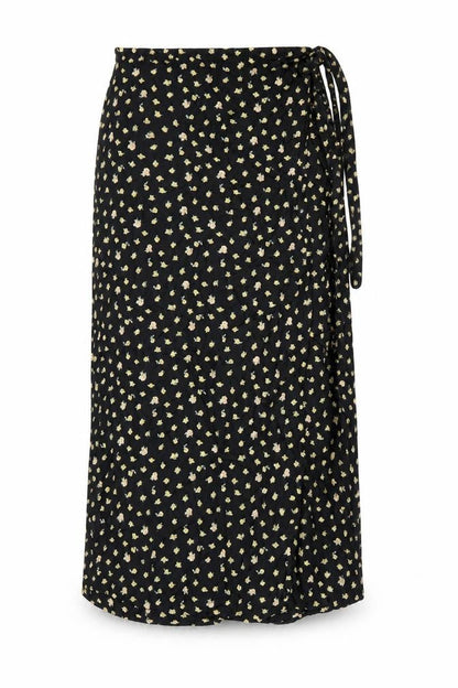 Billabong Women Black L Floral Long Wrap Skirt Bohemian Tie
