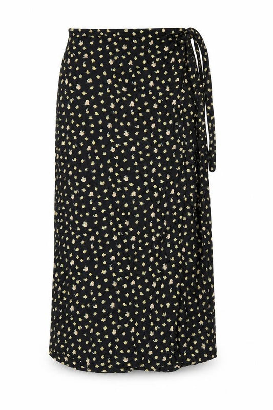 Billabong Women Black L Floral Long Wrap Skirt Bohemian Tie