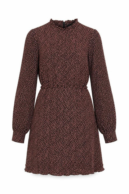 Oasis Women Black Pink Floral High Neck A-Line Dress UK 10