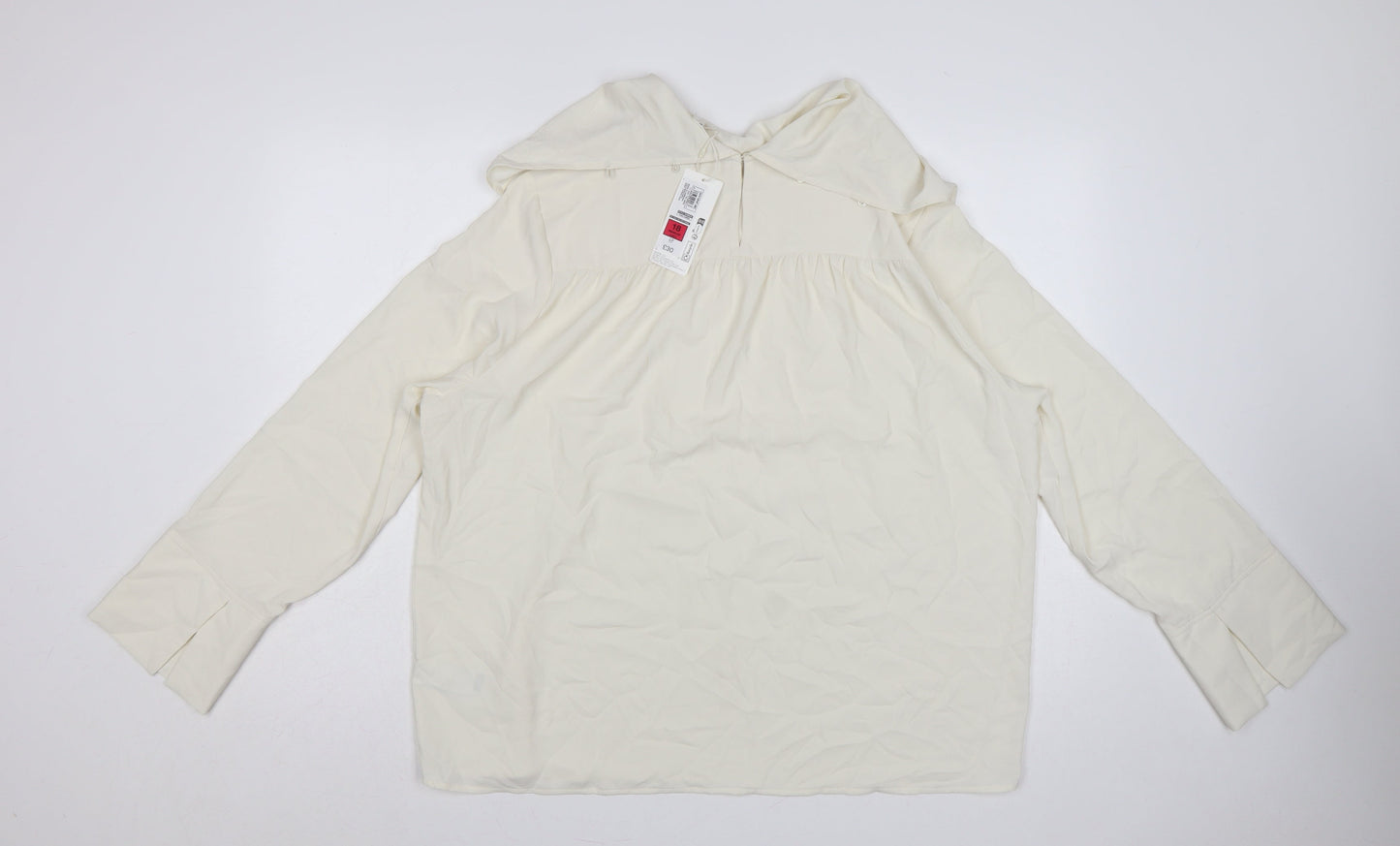 Marks & Spencer Women Ivory UK 18 Basic Cowl Neck Long Sleeve Blouse