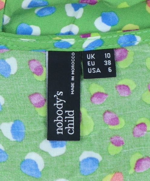 Brand and care label for Nobody's Child Women Green Spot Print Wide-Leg Jumpsuit UK 10