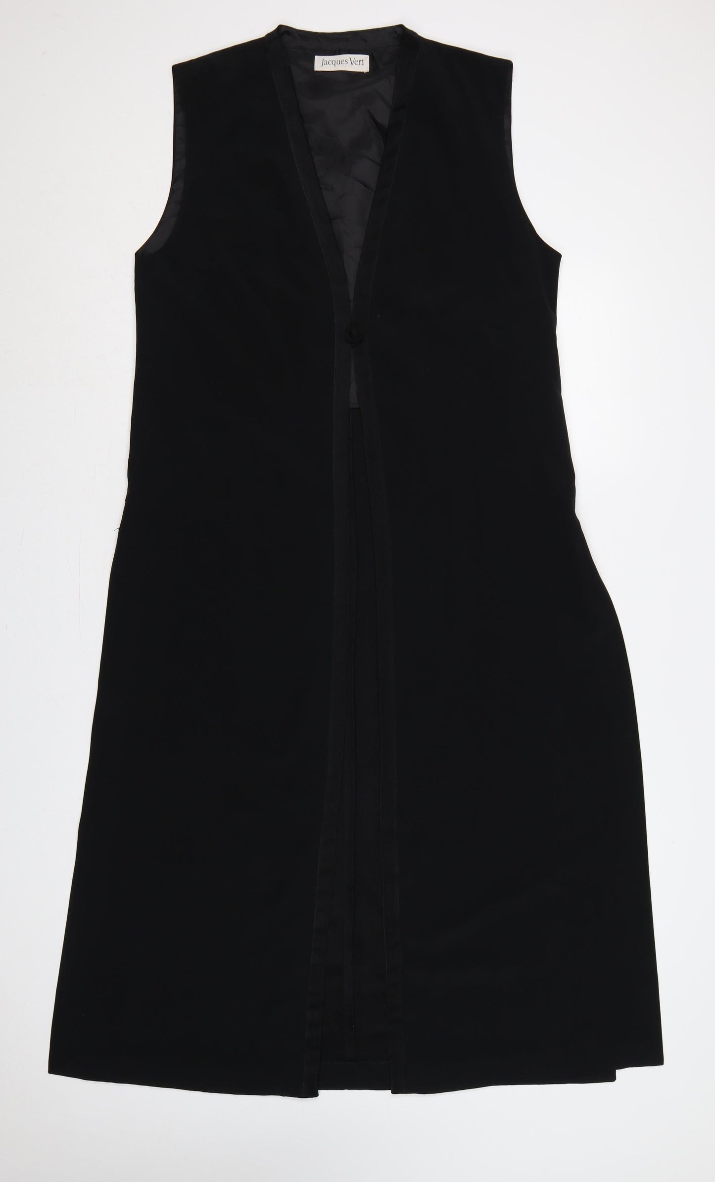 Jacques Vert Women Black UK 12 Tuxedo Style Long Waistcoat Formal