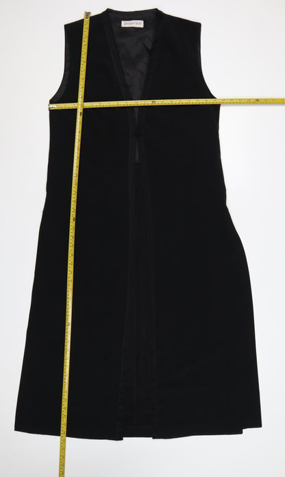 Jacques Vert Women Black UK 12 Tuxedo Style Long Waistcoat Formal