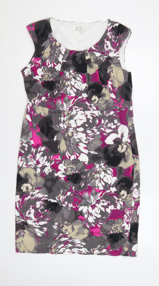 Country Casuals Women Multicoloured Floral Size 16 Sheath Knee Dress