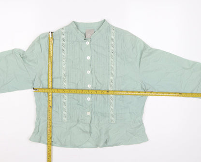 Poetry Women Green UK 14 Cotton Embroidered 3/4 Sleeve Blouse