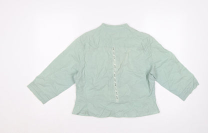 Poetry Women Green UK 14 Cotton Embroidered 3/4 Sleeve Blouse