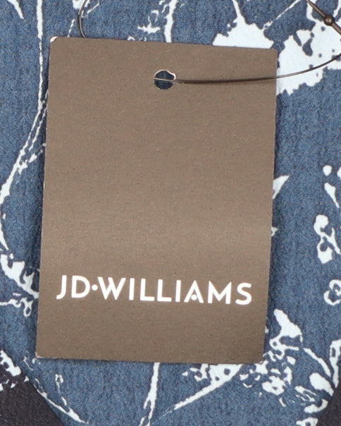 JD Williams Women Blue Floral Wrap Midi Dress UK 16 V-Neck Long Sleeve
