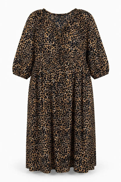 Marks and Spencer Women Brown Leopard Print Midi Fit & Flare Dress UK 20
