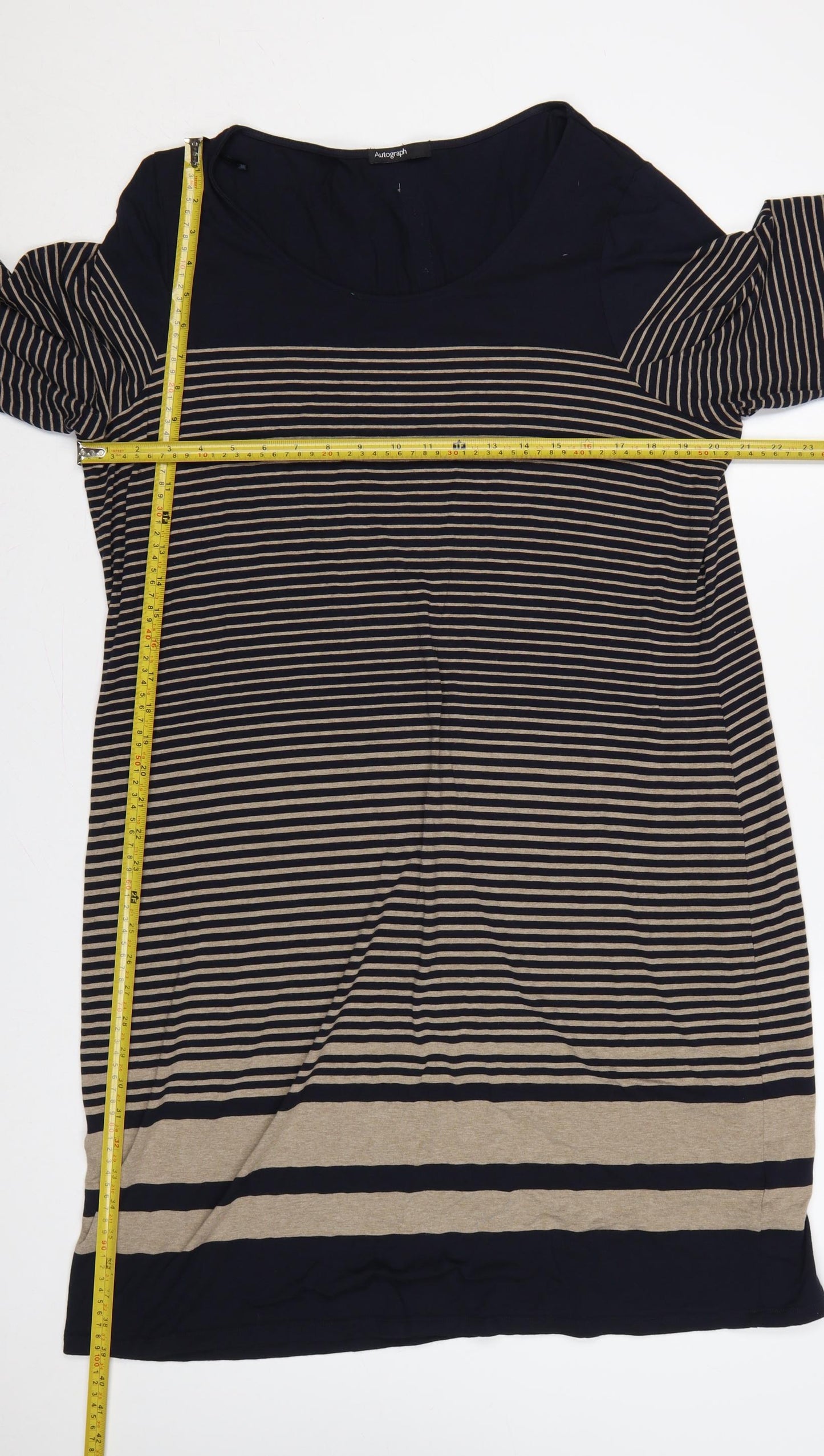 Autograph Women Multicolour UK 22 Striped Jumper Dress 3/4 Sleeve