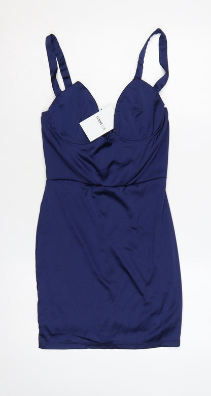 Femme Luxe Women Blue UK 8 Bodycon Halter Mini Party Dress